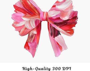 Brushstroke Pink Bow PNG, Coquette Design (Digital Download)