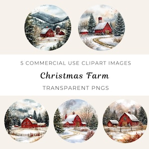 Boerderij kerst png, vakantie schuur scène clipart, rustieke kerst boerderij clipart, besneeuwde boerderij scène png, landschap van het platteland, rustieke feestdagen