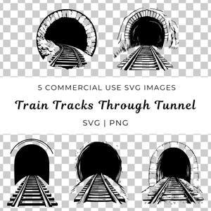 Vías de tren SVG, vector de túnel ferroviario, viaje en tren SVG, vector de ferrocarril, vector de ferrocarril panorámico, entrada de túnel SVG, tren antiguo SVG