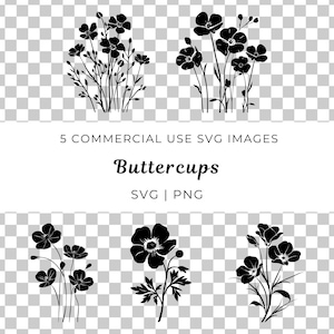 Butterblume SVG, Florale Vektor, Wildblumen SVG, lebhafte Frühlingsblume Vektor, Butterblume Cluster SVG, helle Blume SVG, Butterblume Blüte svg