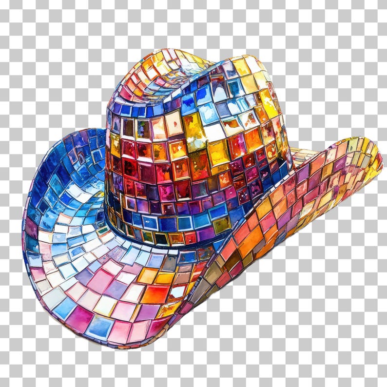 Disco Cowgirl Hut PNG Clipart, gespiegelte Westernhüte (Digitaler Download) Bild 9