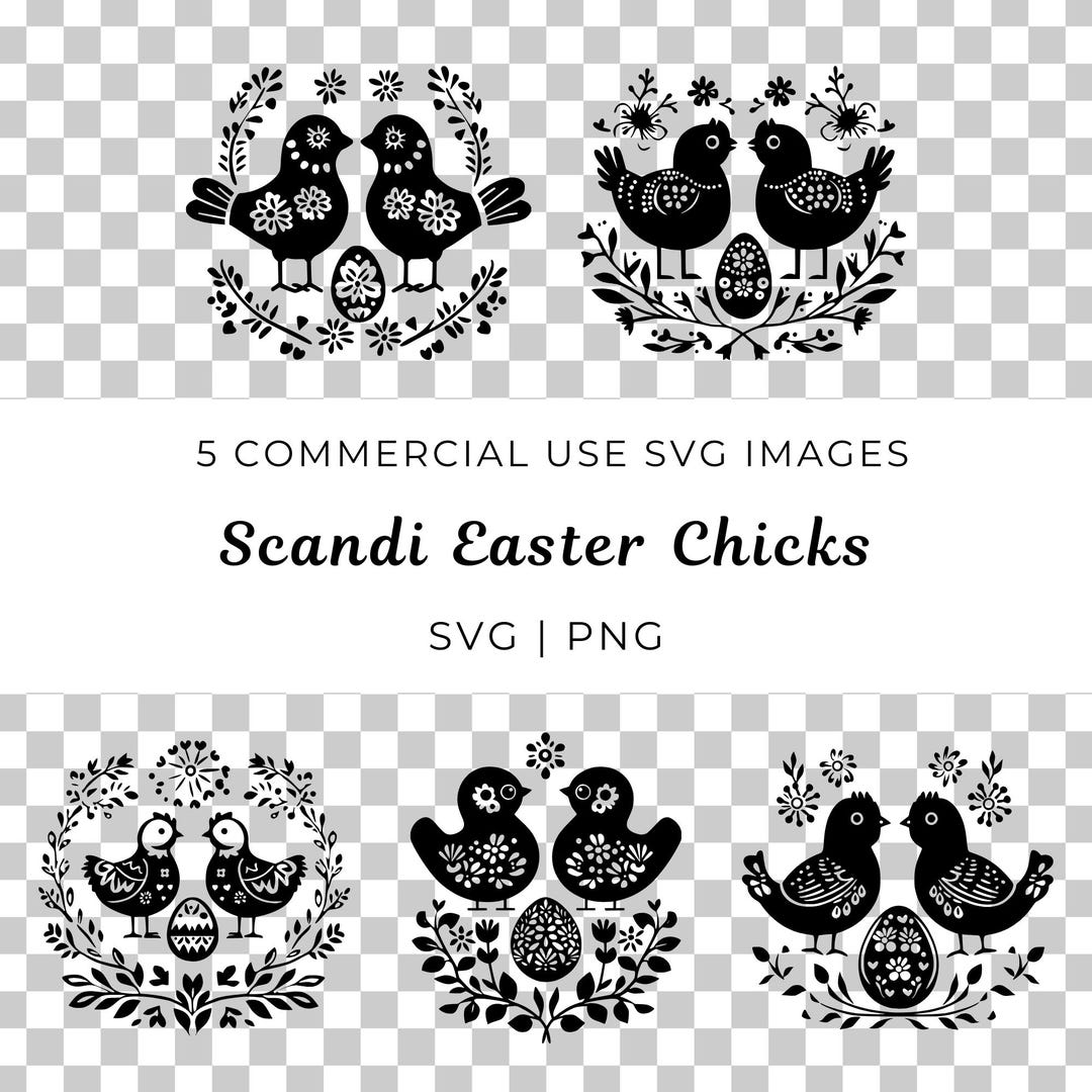 Spring Chicks Vector Scandi Easter Chicks Svg, Nordic Easter Vector, Rustic Spring Chick ...