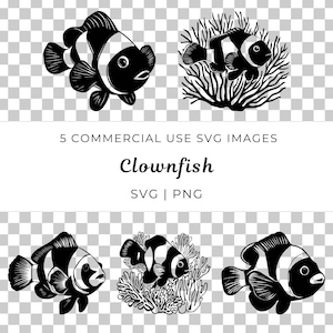 Clownfish Vector, Marine Life Vector, Tropical Fish Svg, Coral Reef Vector, Aquarium Fish Svg, Ocean Wildlife Svg, Underwater Scene Vector
