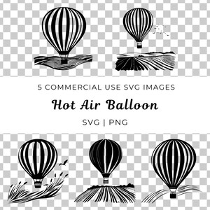 Hot Air Balloon Svg, Scenic Balloon Flight Vector, Balloon Over Fields Svg, Floating Over Landscape Svg, Balloon Adventure Journey Vector