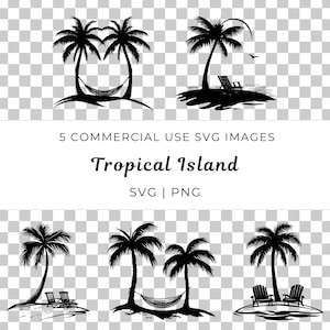 Tropisch eiland Svg, eiland uitje Vector, Paradise Island scène Svg, Beach Retreat Svg, eiland met palmbomen Vector, Sunny Coast Svg