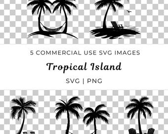 Tropical Island SVG, Palm Trees Vector, Beach Scene (Digital Download)