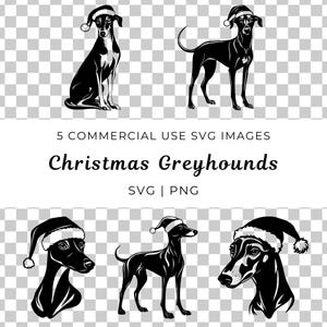Kerst windhond Svg, windhond met een kerstmuts, feestelijke windhond Clipart, windhond hond draagt een kerstmuts, Xmas windhond Svg