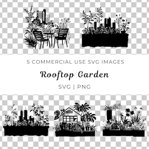 屋上庭園 SVG、都市の自然ベクター、バルコニーの植物 SVG、都市景観庭園 SVG、都市景観ベクター、緑の屋根のシーン、スカイライン ガーデン