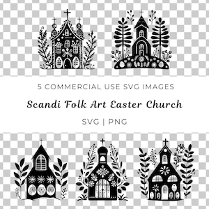 Art folklorique scandinave Pâques église Svg, Pâques religieux Svg, Svg floral église, vecteur de décoration d'église, design chrétien mignon, SVG de Pâques Unique