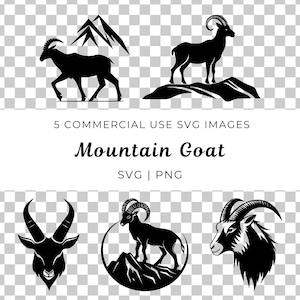 Mountain Goat Vector, Alpine Goat Vector, Wild Goat Svg, Mountain Wildlife Svg, Goat On Cliff Svg, Rocky Mountain Goat Svg, Herd Animal Svg