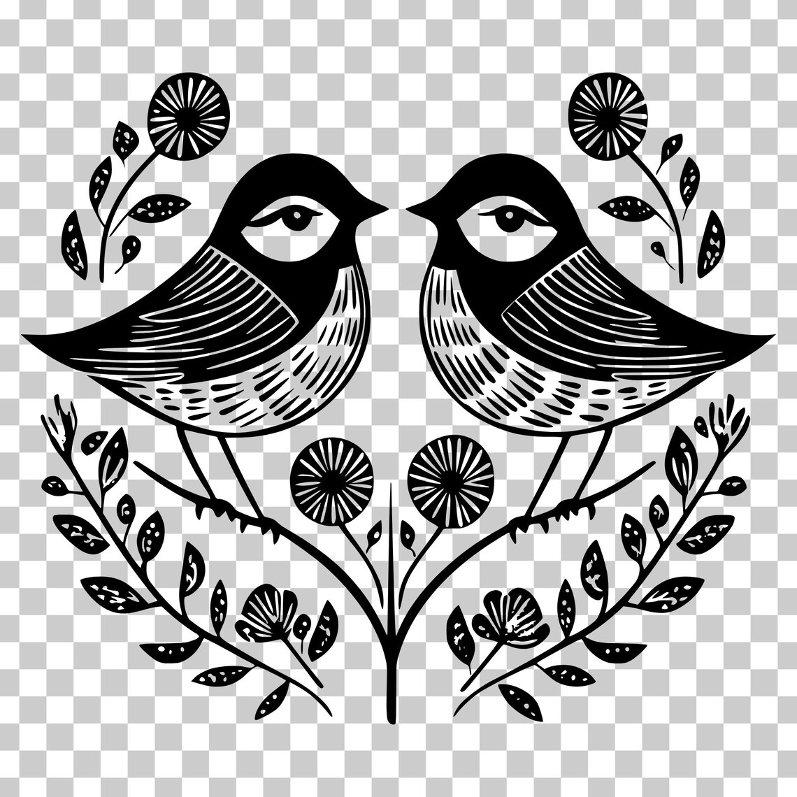 Scandi Sparrows Vector, Folk Art Bird SVG, PNG (digital Download) - Etsy