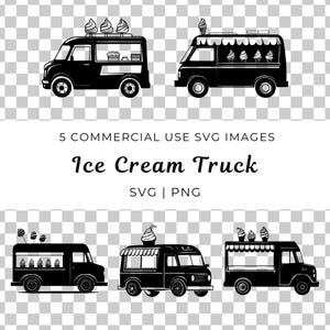 Ice Cream Truck Svg, Ice Cream Van Vector, Food Truck Svg, Ice Cream Vehicle Vector, Food Vehicle Svg, Snack Truck Vector, Summer Food Svg