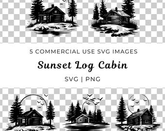 Log Cabin SVG PNG Clipart: Rustic Silhouette Vector Bundle - Etsy Canada