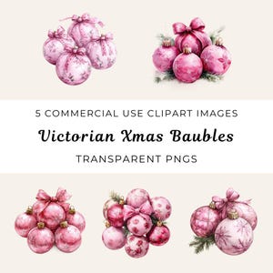 Victorian Christmas Baubles Clipart, Christmas Balls Png, Victorian Ornaments Png, Holiday Decor Clipart, Antique Xmas Png, Festive Clipart