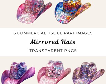 Disco Cowgirl Hat PNG Clipart, Mirrored Western Hats (Digital Download)