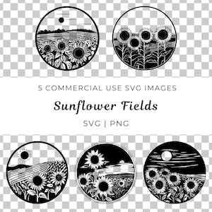 Sonnenblumenfelder svg, Wildblumenwiese vektor, Landblume svg, lebendige Sonnenblumen vektor, Bauernhaus Sonnenblumen svg, Sonnenblumenlandschaft