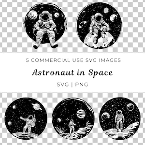 Astronauta en el espacio Svg, Vector de explorador espacial, Svg del espacio exterior, Svg de diseño de traje espacial, Vector de caminata espacial, Svg de escena galáctica, Aventura espacial