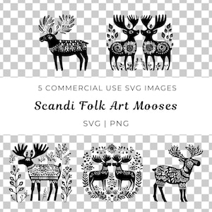 Arte popular escandinavo Alce Svg, Vector de vida silvestre escandinava, Alce nórdico Svg, Alce salvaje Svg, Vector de alce de la naturaleza, Animal del bosque nórdico Svg