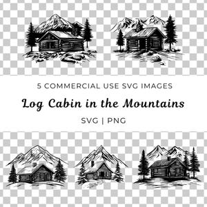 Mountain Log Cabin Svg, Mountain House Svg, Rustic Log Cabin SVG, Cabin in the Woods SVG, Mountain Scene Svg, Rustic Wooden Cabin Vector