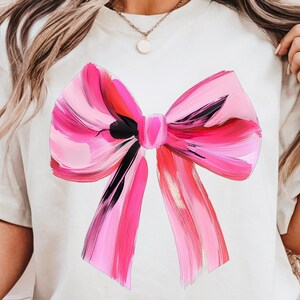 Lazo de pincelada de rayas rosas PNG, diseño femenino y coqueto (descarga digital) imagen 6