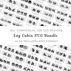 Log Cabin Svg Bundle, Rustic Wooden Cabin, Mountain House SVG Pack, Log Cabin Clipart, Forest Scene SVG, Commercial Use, Rustic Cabin Vector