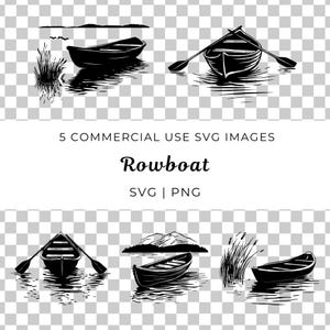 Roeiboot Svg, houten boot Vector, kleine roeiboot Svg, Lake Boat Svg, waterfietsen Svg, vissersboot Svg, klassieke roeiboot, vintage roeiboot