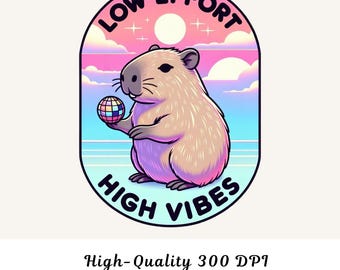 Clipart Capybara rétro, design par sublimation animal Chill (téléchargement numérique)