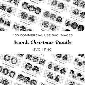 Paquete de escenas navideñas escandinavas Svg, 100 Svg, estilo de arte popular, paquete de Svg navideños, Svg de invierno, Svg festivo, estilo escandinavo, Svg navideño