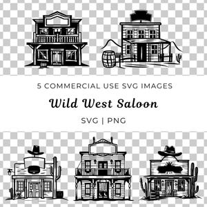 Wild West Saloon SVG, Western Cowboy Bar Szene (Digitaler Download)
