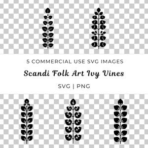 Scandi Folk Art Ivy Vines Svg, Rustic Ivy Vine Vector, Botanical Ivy Vines Vector, Ornamental Ivy Svg, Woodland Ivy Leaves, Forest Vines Svg