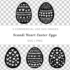 Scandi coeur oeufs de Pâques Svg, coeur SVG Bundle, Doodle coeur SVG, joyeuses Pâques SVG, parfait pour une décoration de printemps, vecteur d'oeufs de Pâques mignon