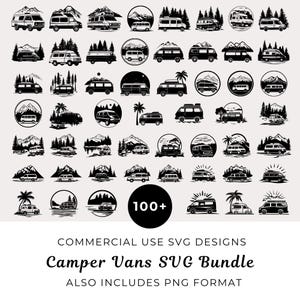 Camper Van Scene SVG Bundle, Camper Clipart, Adventure & Camping Designs, Outdoor Travel, Summer Vacation Svg, Camper Van Vector, Wilderness