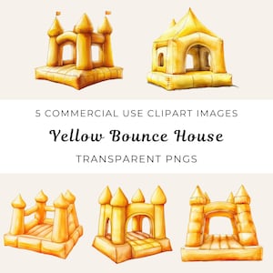 Yellow Bounce House Party, Jump House Png, Bounce House Clipart, Kids Birthday Party Png, Inflatable Jump Castle, Children&#39;s Entertainment