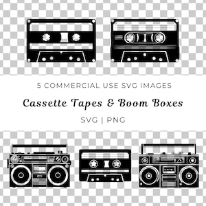 Cassette And Boombox Svg, Old School Music Svg, 80S Music Svg Bundle, Retro Party Svg, Mixtape Cassette Tape Svg, Portable Stereo Svg Vector
