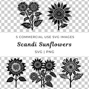 Scandi Girasole Svg, Vettore Floreale Scandinavo, Fiore Nordico Svg, Vettore Botanico, Svg Ispirato Nordico, Natura Astratta, Vettore Fiori