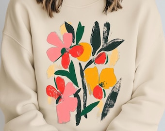 Brushstroke Floral PNG, Girly Flower Shirt Design (Digital Download)