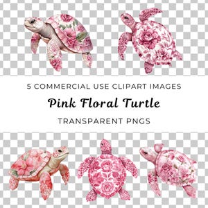 Roze zeeschildpad png, bloemenschildpad png, aquarel schildpad, chinoiserie png, zeeschildpad clipart, schattige zeeschildpad, chinoiserieschildpad bloemen