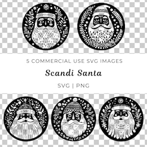 Scandi Santa Svg, Natale scandinavo Svg, Clipart di Babbo Natale nordico, PNG di Babbo Natale minimalista, Clipart di Babbo Natale per le vacanze, Pacchetto di Svg di Natale festivo