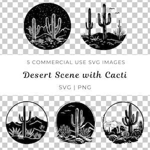 Woestijnscène Svg, cactuslandschap, dorre woestijn Svg, zuidwestelijke cactussen Vector, woestijn zonsondergang Svg, drooglandscène, sappige woestijn Vector