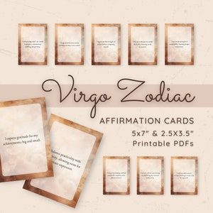 Cartes d'affirmation de la Vierge | Téléchargement numérique imprimable | Énergie du zodiaque | Astrologie personnalisée | Signe de la Terre | Ressource d'autosoins