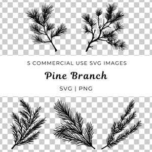 Pine Branch Svg, Winter Pine Svg, Rustic Pine Svg, Evergreen Svg, Pine Tree Vector, Winter Nature Svg, dennennaald Svg, Christmas Pine Svg