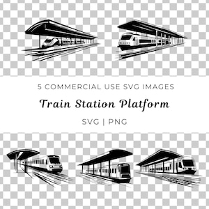Plataforma de estación de tren Svg, Clipart de tren, Tren con motor de vapor Svg y Png, Imagen vectorial de locomotora de tren, Locomotora de ferrocarril, Descarga digital