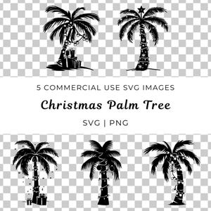 Noël palmier Svg, Svg arbre de Noël, palmier, Svg littoral, ensemble plage, vecteur palmier, Noël plage Svg, Svg Noël