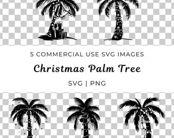 Palma świąteczna Svg, Choinka świąteczna Svg, Pakiet Palm, Wybrzeże Svg, Pakiet plażowy, Wektor palmy, Plaża świąteczna Svg, Xmas Svg