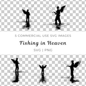 Pesca en el cielo Svg, Memorial de la pesca Png, Alas de pescador svg, Tributo de pesca, Recuerdo del pescador, Pescador de alas de ángel, En memoria