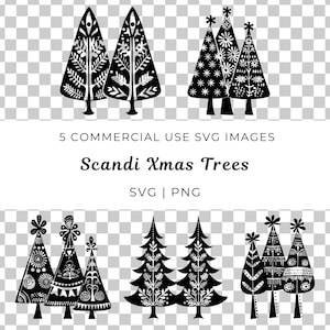 Alberi di Natale di arte popolare scandinava SVG, Albero di Natale scandinavo SVG, Arte popolare di Natale SVG, Albero scandinavo SVG, Albero di Natale nordico SVG