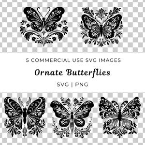 Mariposa adornada Svg, Mariposa decorativa Svg, Insecto elegante Svg, Insecto ornamental Svg, Mariposa intrincada Svg, Vector de mariposa elegante
