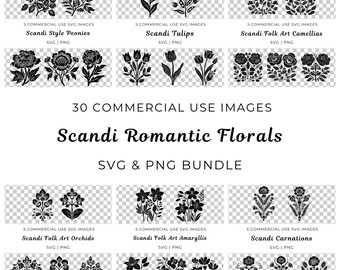 Scandi Floral SVG Bundle, Nordic Flower Clipart (Digital Download)