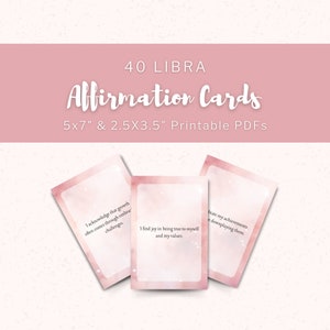 Cartes d'affirmation du zodiaque Balance, pont d'affirmations positives imprimable, outil de motivation et d'amour de soi inspiré de l'astrologie, cadeau d'anniversaire Balance