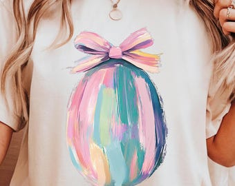 Easter Egg Brushstroke PNG, Coquette Bow Design (Digital Download)